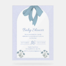 Invitación a Baby Shower Bow Blue Bow