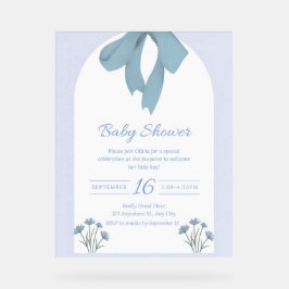 Señal Acrílica Invitación a Baby Shower Bow Blue Bow