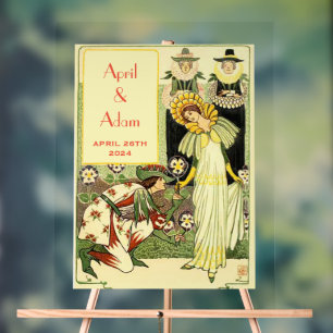 Señal Acrílica Invitación a la boda floral de estilo Art Nouveau 