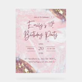 Señal Acrílica Invitación a la fiesta de cumpleaños de Confetti R