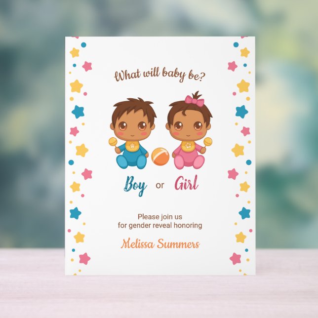 Señal Acrílica Invitación a la fiesta de revelación de sexo de be (Neutral )