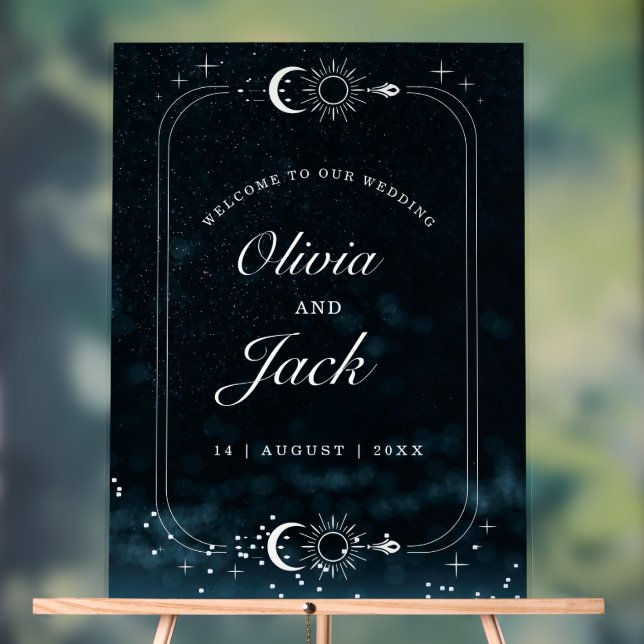 Señal Acrílica Invitación Celeste De Boda Noche Estelar, Galaxy (Neutral )