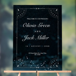 Señal Acrílica Invitación Celestial para Boda de Noche Estrellada