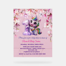 Invitación de baby shower con tema de unicornio