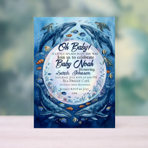 Señal Acrílica Invitación de Baby Shower de Ballena – Bajo el Mar