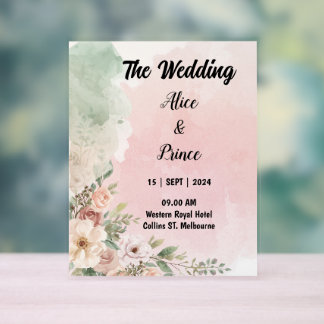 Señal Acrílica invitación de boda de acuarela acrílica