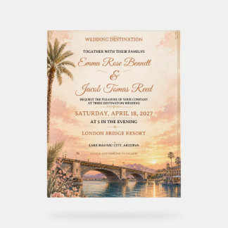 Señal Acrílica Invitación de boda de destino en el lago Havasu