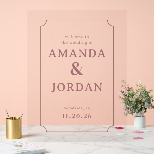 Señal Acrílica Invitación de boda elegante rosa (Boda)