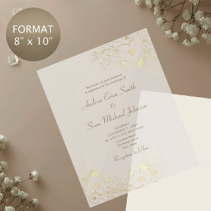 Señal Acrílica Invitación de boda floral dorada