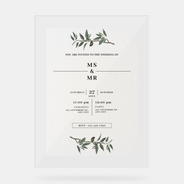 SEÑAL ACRÍLICA INVITACIÓN DE BODAS (Anverso)