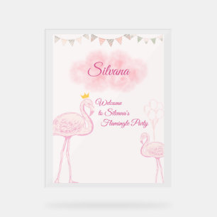 Señal Acrílica Invitación de cumpleaños Boho Flamingo, Princ Whim