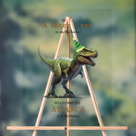 Señal Acrílica Invitación de cumpleaños de dinosaurio, Cumpleaños