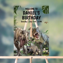 Señal Acrílica Invitación de cumpleaños de dinosaurio Cumpleaños
