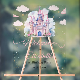 Señal Acrílica Invitación de cumpleaños de la princesa, la prince