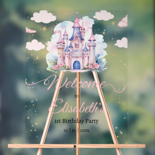 Señal Acrílica invitación de cumpleaños de princesa, pequeña prin