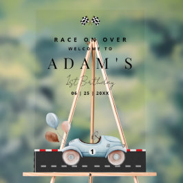 Señal Acrílica Invitación de cumpleaños de Race Car, un cumpleaño
