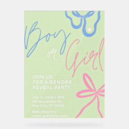 Señal Acrílica Invitación del partido "Light Green Gender Reveal"