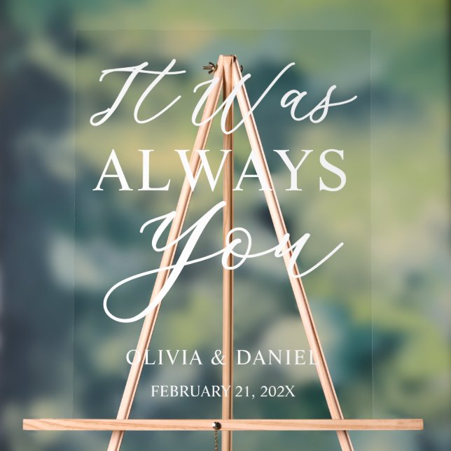Señal Acrílica It Was Always You Custom Wedding Welcome (Neutral )