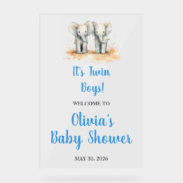 Señal Acrílica It's Twin Boys Baby Shower Welcome Acrl Acrylic Si