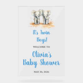 Señal Acrílica It's Twin Boys Baby Shower Welcome Acrl Acrylic Si