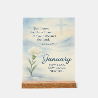 Señal Acrílica January Floral Birthday Inspirational Winter