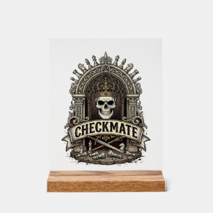Señal Acrílica Jaque Mate Rey Calavera Ajedrez Vintage