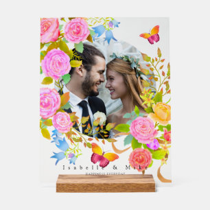 Señal Acrílica Jardín romántico florecido Foto Lila