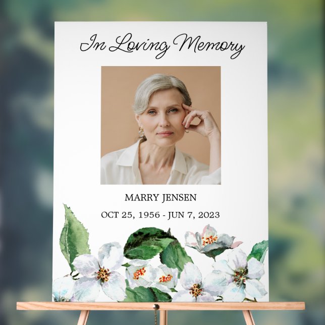 Señal Acrílica Jasmine Memorial Photo Funeral Acrylic Sign (Neutral )