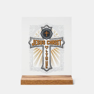 Señal Acrílica Jesucristo Mi Esperanza Viva Cruz Vintage