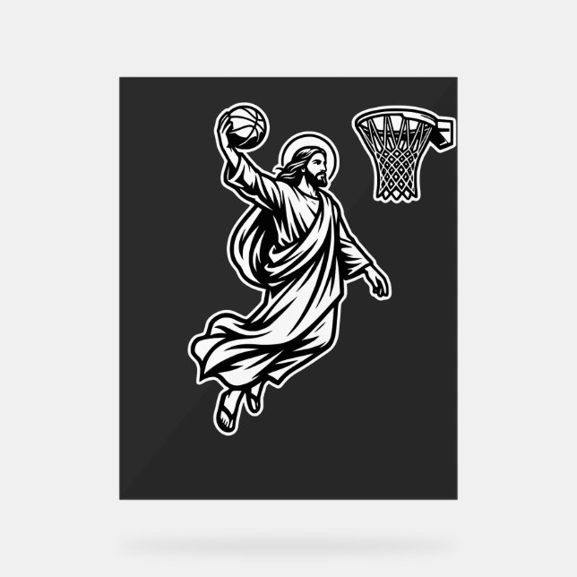 Señal Acrílica Jesus Basketball Dunk - Sports Satire (Anverso)