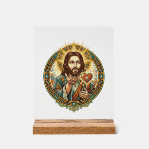 Señal Acrílica Jesús Besando Corazón Rojo Botón Me Gusta Humor_1