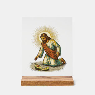 Señal Acrílica Jesús dejó caer aguacate fresco cortado en rodajas