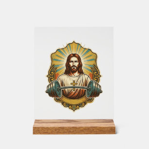 Señal Acrílica Jesús Determinado Pesa Pesada de Hierro Powerlifti