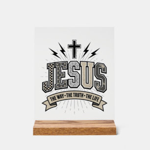 Señal Acrílica Jesús El Camino La Verdad La Vida Vintage Cristian