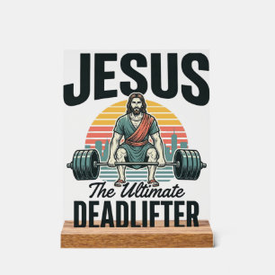 Señal Acrílica Jesús El Levantador de Peso Muerto Definitivo Vint