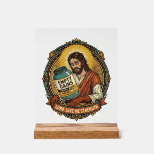 Señal Acrílica Jesús Exhausto Tubo de Proteína Vacío Humor de Gim