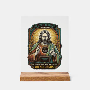Señal Acrílica Jesús Pantalla Negra Cubierta de Cámara Web Olvida