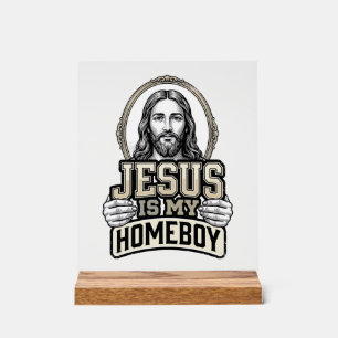 Señal Acrílica Jesús Vintage es Mi Compañero de Casa Diseño Vecto