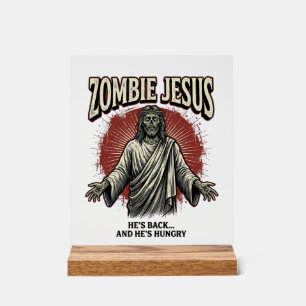 Señal Acrílica Jesús Zombie Grabado Antiguo Diseño de Camiseta Di