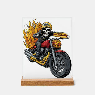Señal Acrílica Jinete de Hot Dog � Cráneo de Motociclista Diverti