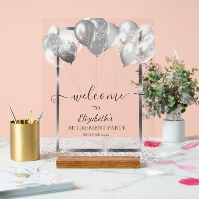 Señal Acrílica Jubilación de los globos de la marina de marco pla (Boda)