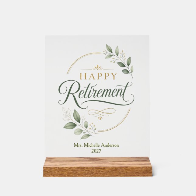 Señal Acrílica Jubilación Feliz Personalizada (Anverso)
