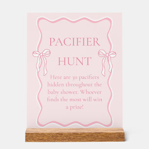Señal Acrílica Juego de caza del pacificador Baby Shower Bow rosa