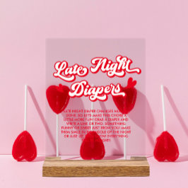 Señal Acrílica Juego de los pañales nocturnos de San Valentín Bab