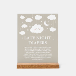 Señal Acrílica Juego Dreamy Baby Shower Late Night Diapers