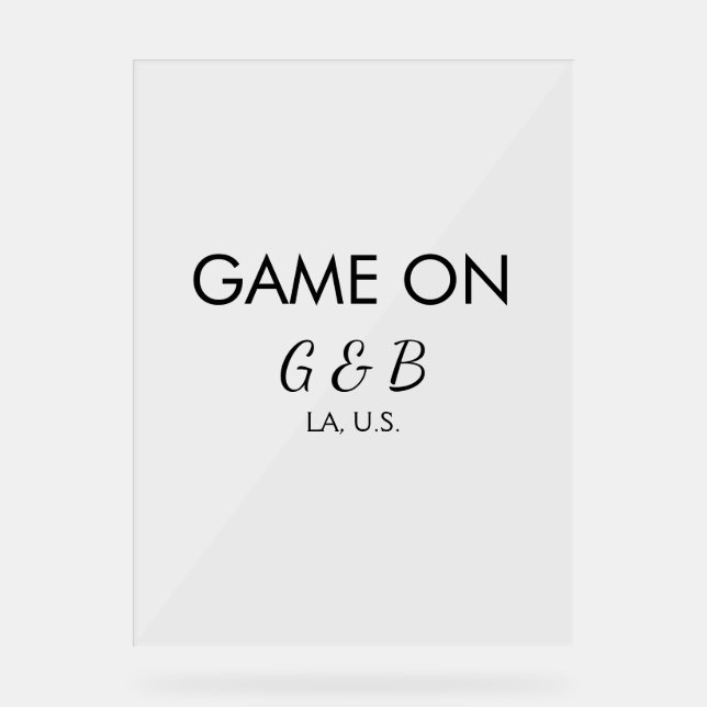 Señal Acrílica Juego en añadir pareja nombre fiesta de boda lugar (Anverso)