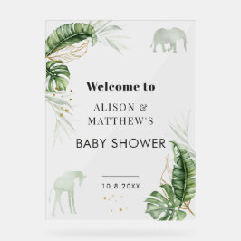Señal Acrílica Jungle Safari Animals Parejas Baby Shower