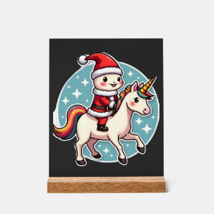 Señal Acrílica Kawaii Ajolote Unicornio Navidad Santa Feliz Navid