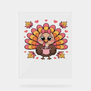 Señal Acrílica kawaii rosa thanksintero pavo clásica camiseta