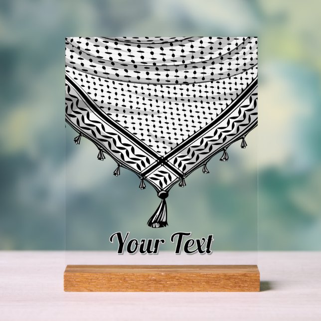 Señal Acrílica Keffiyeh palestino Scarf tejido tradicional (Neutral )